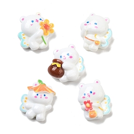 Cute Opaque Resin Decoden Cabochons, Bear with Buttefly Wings