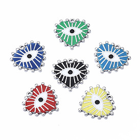304 Stainless Steel Pendants, with Enamel, Heart with Eye