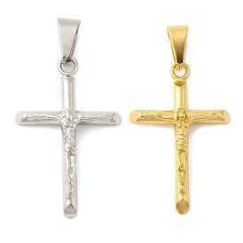 304 Stainless Steel Pendants, Crucifix Cross with Jesus