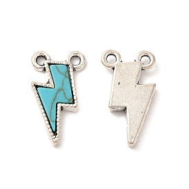 Retro Alloy Pendants, with Synthetic Turquoise, Lightning Bolt Charms