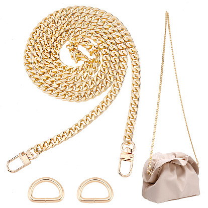 1ручка для сумки с цепочкой из алюминиевого сплава, с поворотными застежками, и 2 шт. железные d-кольца, застежка-молния, аксессуары для замены наплечной сумки