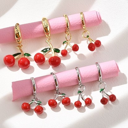 Серьги-кольца из вишневой латуни с эмалью, стойки покрытие, долговечный, без свинца и без кадмия