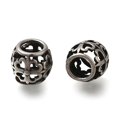 304 из нержавеющей стали европейские шарики, бусины с большим отверстием, полая рондель с клевером