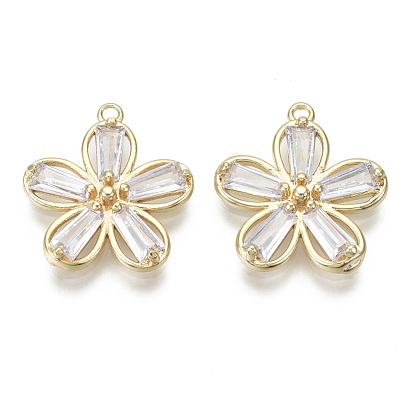 Латунные микропаве прозрачные подвески с фианитом, без никеля , цветок