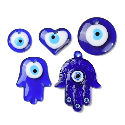 Blue Evil Eye Resin Pendants, Translucent Lucky Eye Charms