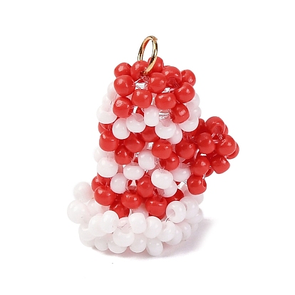 Подвески в виде перчаток из стеклянного бисера, с 304 кольцами из нержавеющей стали, реальный 18 k позолоченный