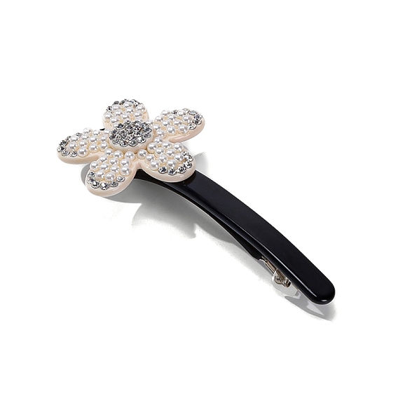 Заколки для волос из ацетата целлюлозы, аксессуары для волос для женщин, с имитацией жемчужина бисера, цветок