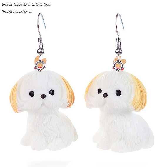 Iron & Resin Dangle Earrings for Women, Dog