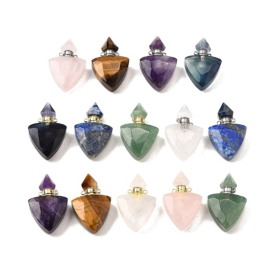 Подвески для флаконов духов из натуральных драгоценных камней, с 304 фурнитурой из нержавеющей стали, граненые, треугольник прелести