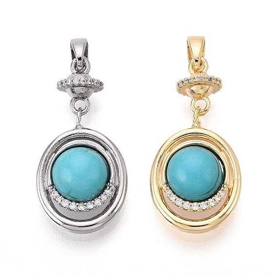 Окрашенные синтетические бирюзовые подвески, латунные микропаве прозрачные кубические циркониевые подвески в виде планет