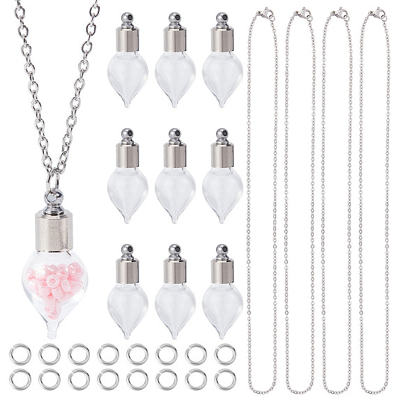 Набор для самостоятельного изготовления ожерелья из флакона духов, включая подвеску из стеклянной бутылки, 304 из нержавеющей стали цепи ожерелье