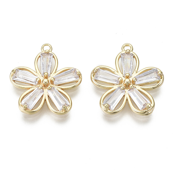 Латунные микропаве прозрачные подвески с фианитом, без никеля , цветок