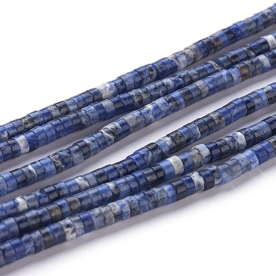 Natural Sodalite Beads Strands, Heishi Beads, Flat Round/Disc