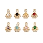 Латунные микро проложить кубического циркония подвески, корона прелести, реальный 18 k позолоченный