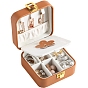 Square PU Leather Jewelry Set Organizer Zipper Box, with Mirror Inside, Portable Travel Jewelry Case for Earrings, Rings, Necklaces