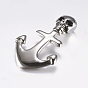 316 Surgical Stainless Steel Hook Clasps, For Leather Cord Bracelets Making, Anchor with Skull