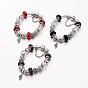 Alloy Glass Bead European Bracelets, with Brass Chain, 190mm