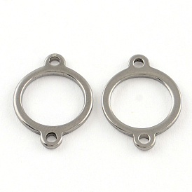 201 Stainless Steel Ring Links Connectors, 18x13x1mm, Hole: 1.5mm