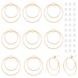 10шт. латунные серьги-гвоздики с двойным кольцом для женщин, с 30 пластиковыми ушными гайками