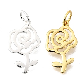 День святого Валентина 925 подвески в виде розы из стерлингового серебра, подвески в виде полых цветов с соединительными кольцами и 925 штампом