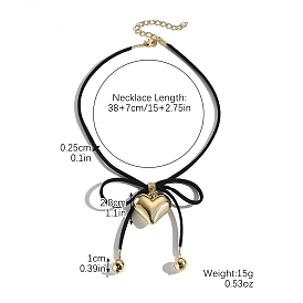 Колье с бантом, ожерелья с подвесками из сплава сердца для женщин