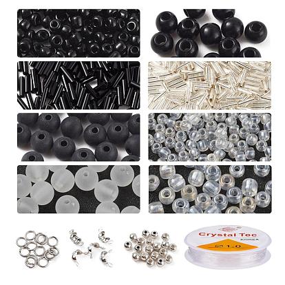 DIY Glass Seed Beads Jewelry Set Making Kit, Including Acrylic & ABS Plastic Beads, Glass Seed & Bugle Beads, Magnetic Alloy Clasps, Iron Findings and Elastic Thread