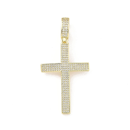 Большие подвески из латуни с микропейвом и прозрачным фианитом, крестик, без свинца и без кадмия, долговечный, стойки покрытие
