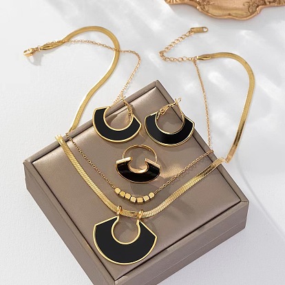 304 комплекты из ожерелий, серег-колец и колец из нержавеющей стали и акрила, вентилятор