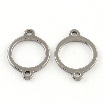 201 Stainless Steel Ring Links Connectors, 18x13x1mm, Hole: 1.5mm