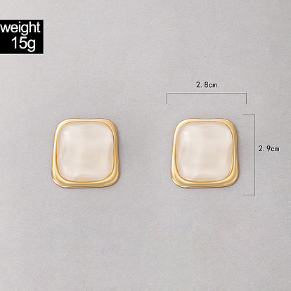 Minimalist Fashion Commuter Earrings with Wave Square Metal Ear Studs