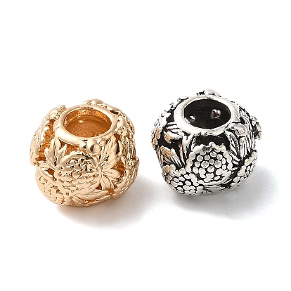 Стойки покрытие сплава европейские шарики, без кадмия, без никеля и без свинца, бусины с большим отверстием, RONDELLE с цветком
