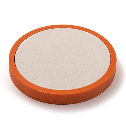 Resin Artificial Marble Jewelry Display Tray, with PU Leather, Flat Round