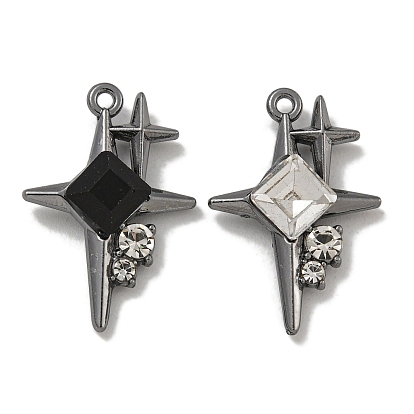 Подвески из сплава со стразами, без кадмия, без никеля и без свинца, звезда, металлический черный 