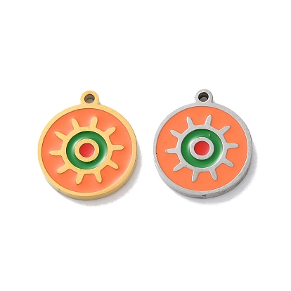 304 прелести нержавеющей стали, с эмалью, плоский круглый с солнечным шармом