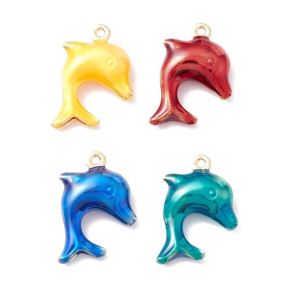 Pendentifs en laiton émaillé de placage de crémaillère, plaqué longue durée, réel 18 k plaqué or, sans cadmium et sans nickel et sans plomb, dauphin