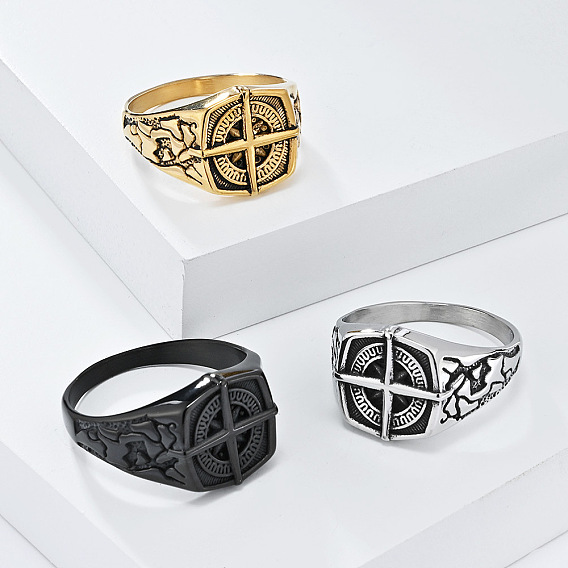 316l хирургические кольца из нержавеющей стали для мужчин, компас