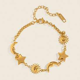 304 Браслеты из нержавеющей стали со звездами, солнцем и луной для женщин