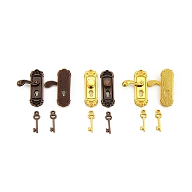 Miniature Alloy Door Lock & Key, for Dollhouse Accessories Pretending Prop Decorations