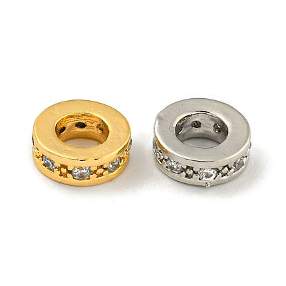 Латунь микропаве прозрачный кубический цирконий европейский бисер, без кадмия, без никеля и без свинца, плоско-круглые