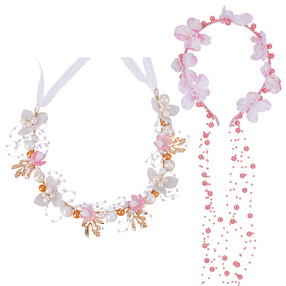 1резинки для волос из искусственного жемчуга, цветок, с 1 пластиковыми повязками на голову с имитацией жемчуга