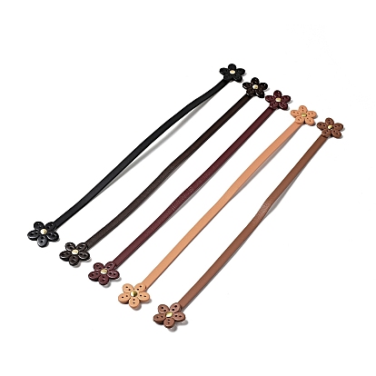 Flower End Cowhide Leather Sew On Bag Handles, with Brass Findings, Bag Strap Replacement Accessories