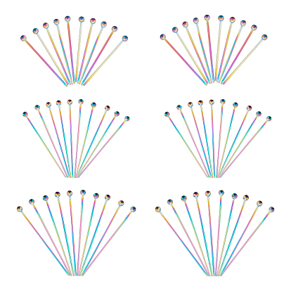60 шт. 3 стили ионное покрытие (IP) 304 штифты с шаровой головкой из нержавеющей стали