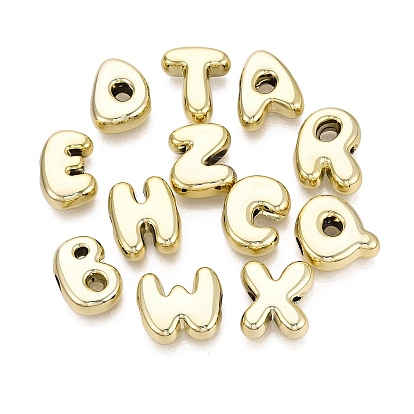 UV Plating Acrylic European Beads, Large Hole Beads, Letter