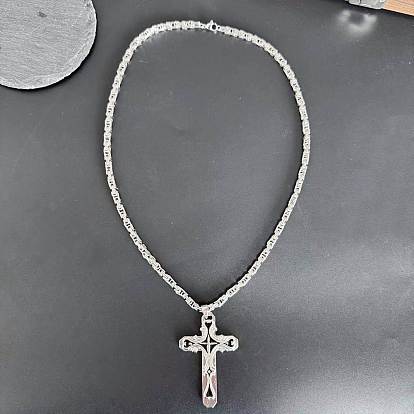 Крест в готическом стиле 304 подвеска из нержавеющей стали с черной эмалью византийские цепочки для мужчин