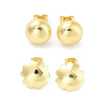Flower/Round Rack Plating Brass Stud Earring, Long-Lasting Plated