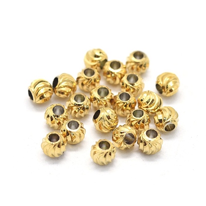Brass Corrugated Beads, Round