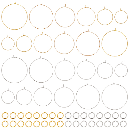 Kit para hacer pendientes colgantes con aro de alambre, incluyendo 316 fornituras para aretes de aro de acero inoxidable quirúrgico, Hallazgos de dijes de copa de vino de latón, 304 anillo de salto de acero inoxidable