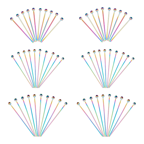 60 шт. 3 стили ионное покрытие (IP) 304 штифты с шаровой головкой из нержавеющей стали