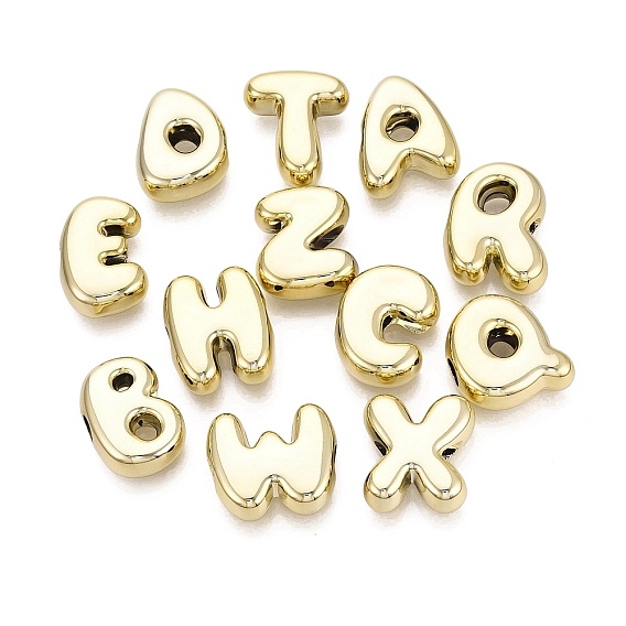 UV Plating Acrylic European Beads, Large Hole Beads, Letter