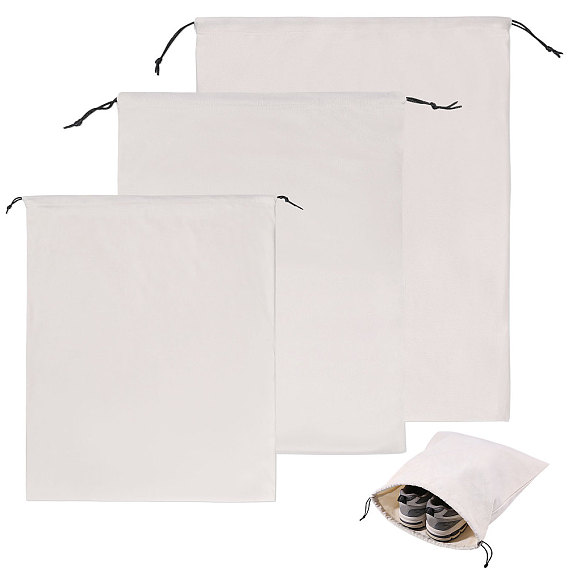3Pcs 3 Styles Flannel Packing Drawstring Bags, Rectangle